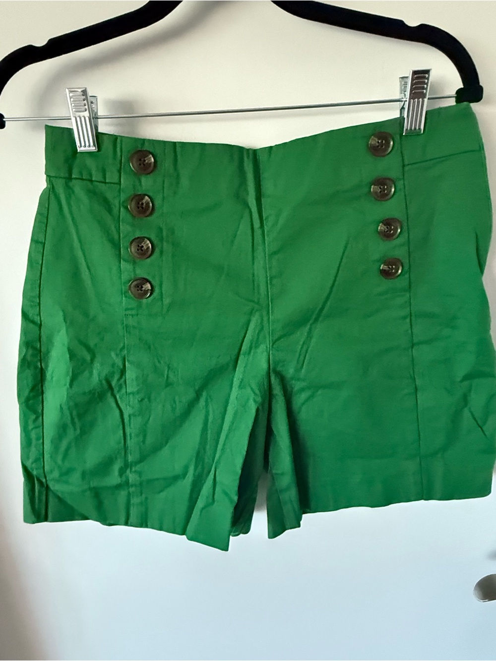 Ann Taylor Bright Green High-Waist Button-Front Women's Shorts